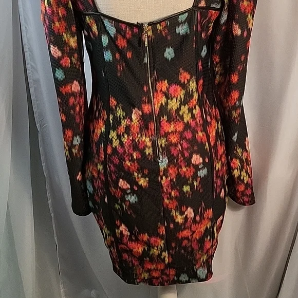 Guess Floral Mini Dress w/Leather Trim - Picture 7 of 10